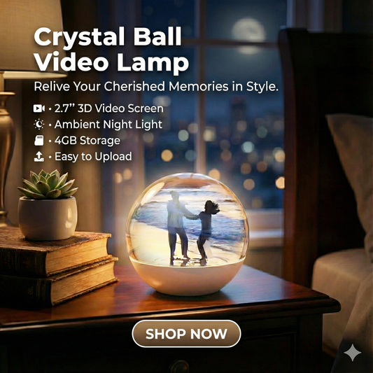 3D Video Crystal Ball – DIY Digital Memory Lamp & 4GB Player (2.7" Screen)